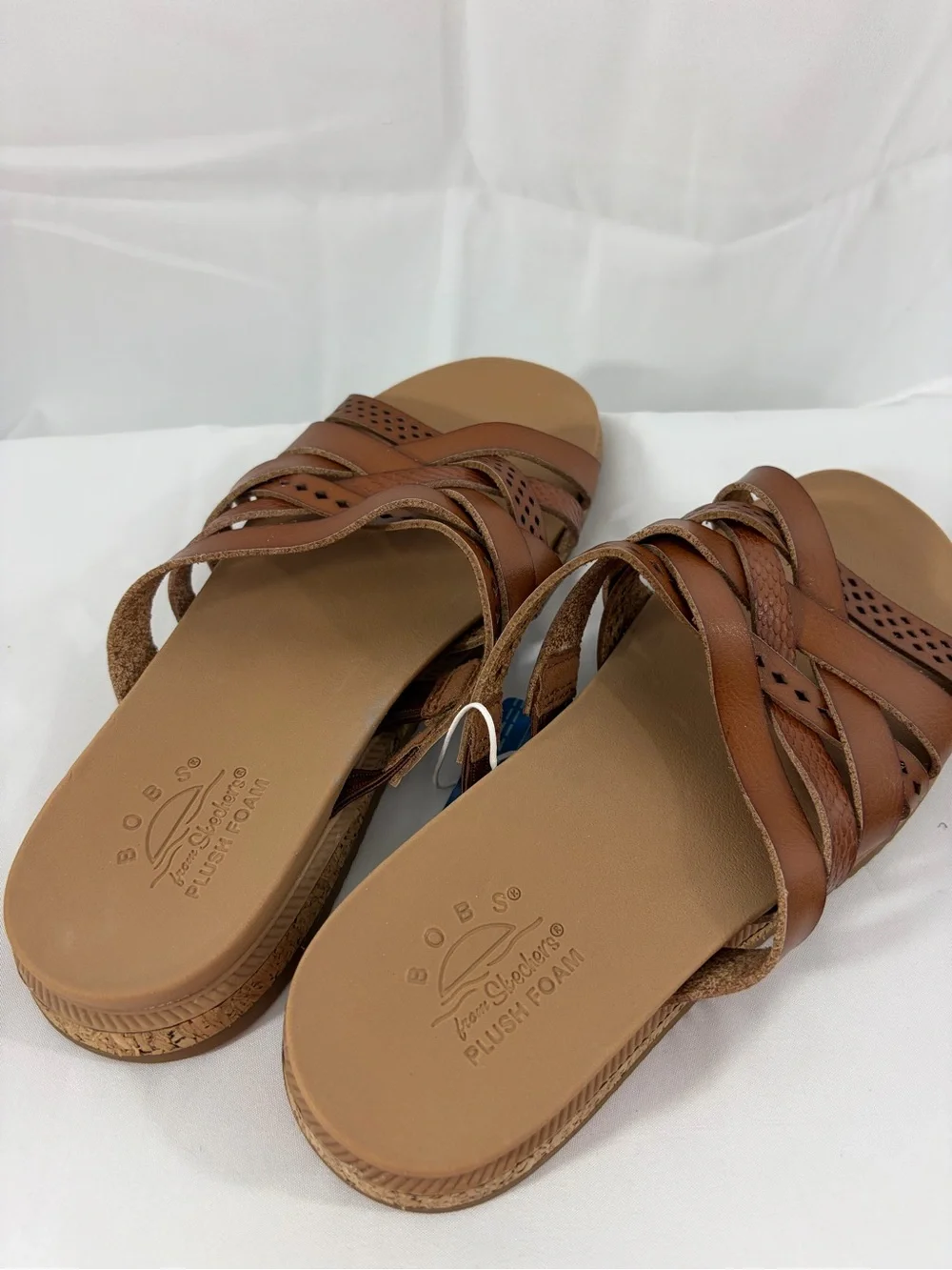 💐NWT BOBS from Skechers Brown Faux Leather Slide Sandals